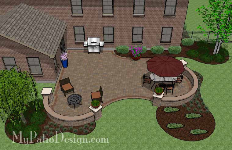 Outdoor Living Design with Seating Wall 2