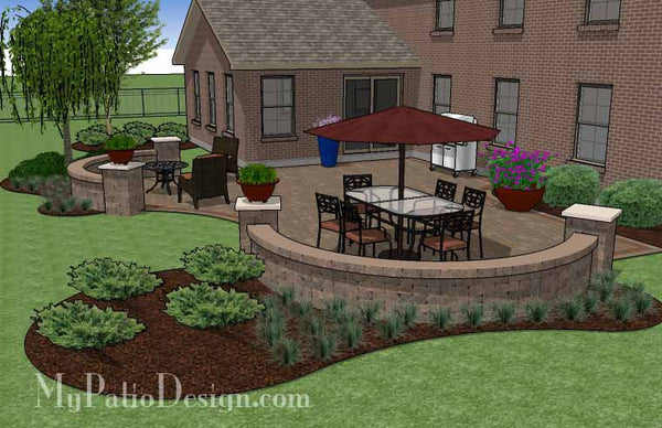 Outdoor Living Design with Seating Wall 4