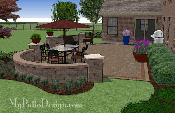 Outdoor Living Design with Seating Wall 5