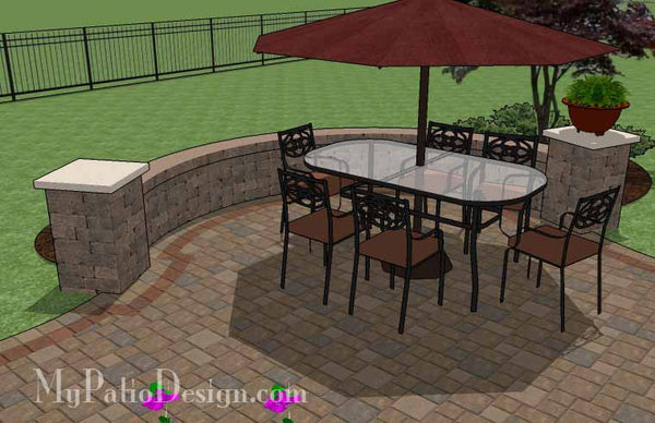 Outdoor Living Design with Seating Wall 6