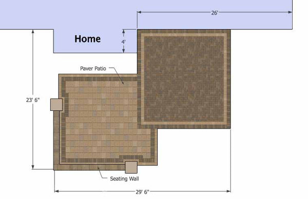 Overlapping Rectangle Patio Design with Seat Wall 1