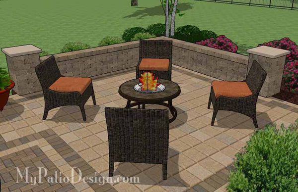 Overlapping Rectangle Patio Design with Seat Wall 6