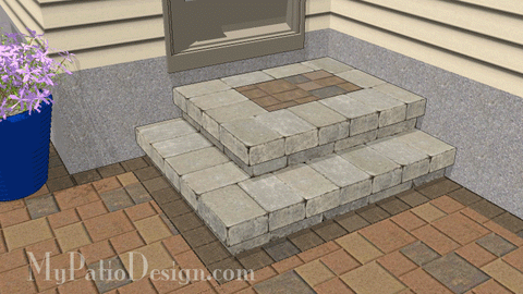 Patio Step Design for Corner - 2 Steps - 46" Wide Stoop