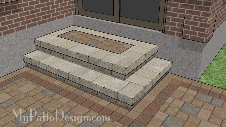 Patio Step Design for Corner - 2 Steps - 70" Wide