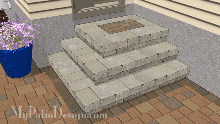 Patio Step Design for Corner - 3 Steps - 46" Wide Stoop