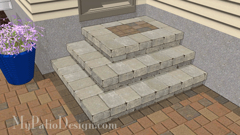 Patio Step Design for Corner - 3 Steps - 46" Wide Stoop