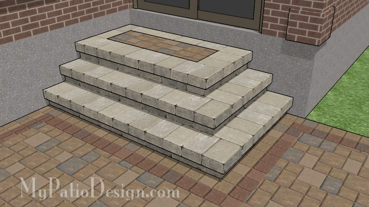 Patio Step Design for Corner - 3 Steps - 70" Wide Stoop