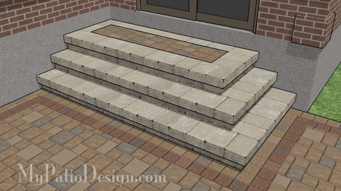 Patio Step Design for Corner - 3 Steps - 94" Wide Stoop