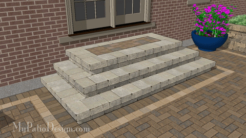 Patio Step Design - 3 Steps - 84" Wide Stoop