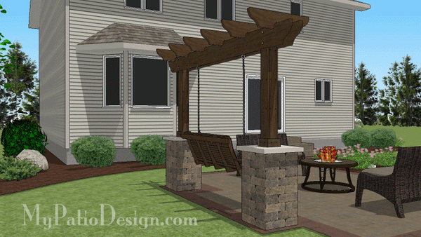 5' Patio Swing with Columns Design #2
