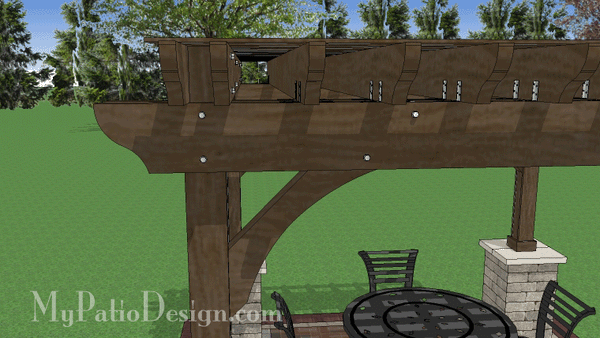 12' x 12' Ceder Pergola Design with Stone Columns #3