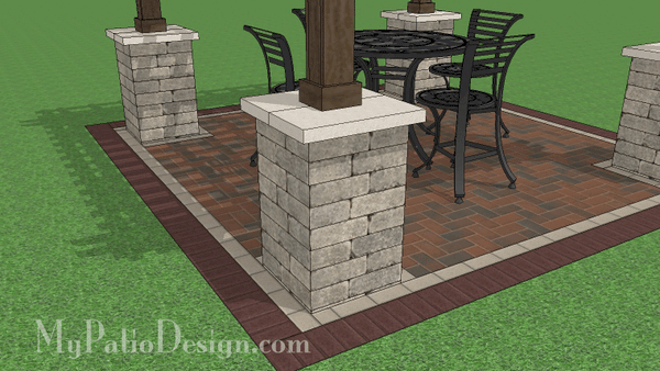 12' x 12' Ceder Pergola Design with Stone Columns #4