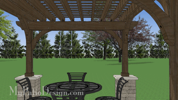 12' x 12' Ceder Pergola Design with Stone Columns #5