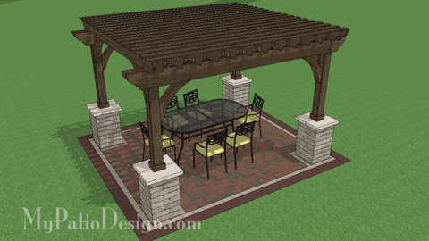 12' x 14' Cedar Pergola Design with Columns #1