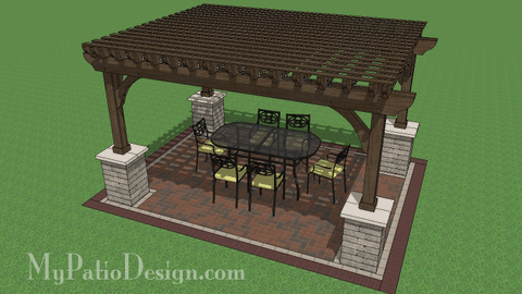 12' x 16' Cedar Pergola Design with Columns #1