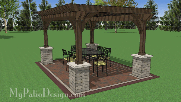 12' x 16' Cedar Pergola Design with Columns #2