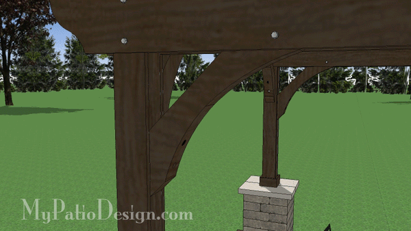 12' x 16' Cedar Pergola Design with Columns #3