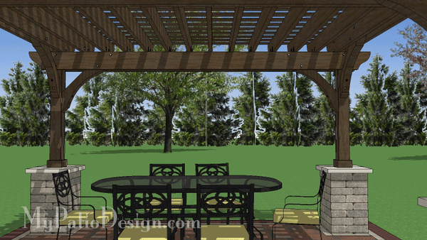 12' x 16' Cedar Pergola Design with Columns #5