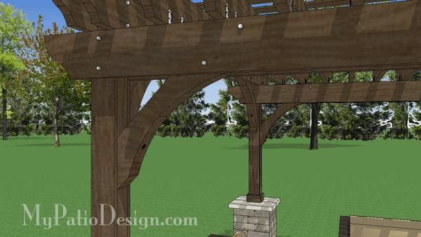 14' x 14' Cedar Pergola Design with Columns #3