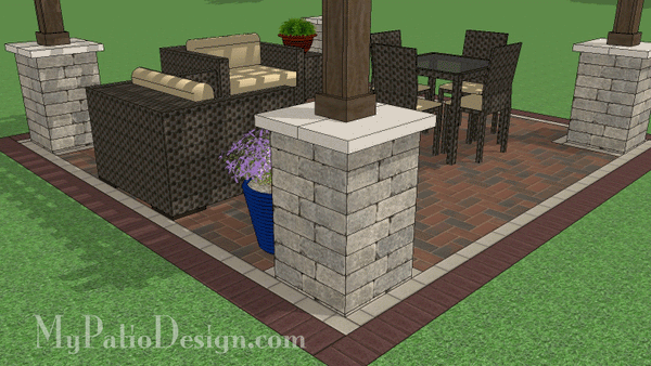14' x 14' Cedar Pergola Design with Columns #4