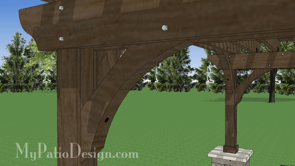14' x 16' Cedar Pergola Design with Columns #3