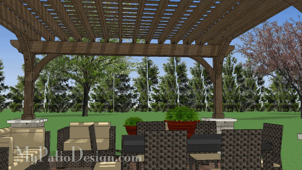 14' x 16' Cedar Pergola Design with Columns #5