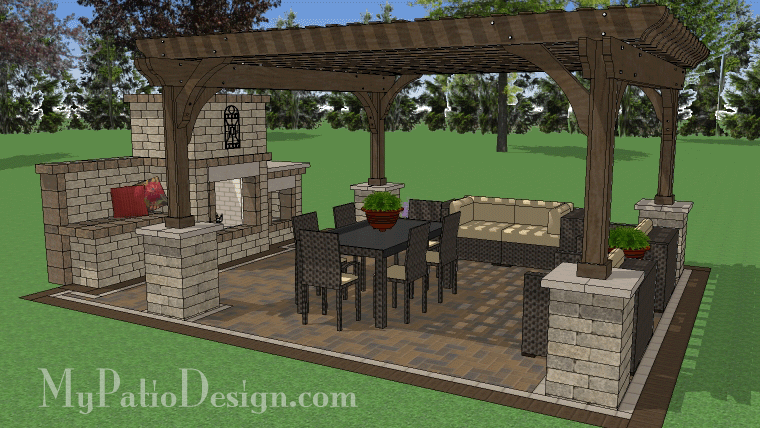 16' x 16' Cedar Pergola Design with Columns #1