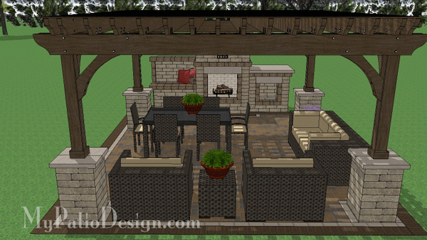 16' x 16' Cedar Pergola Design with Columns #2