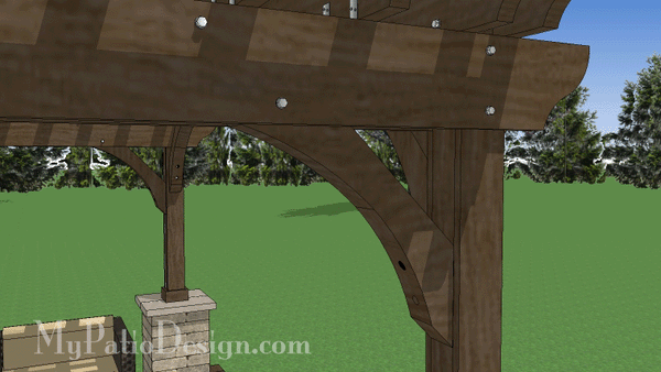 16' x 16' Cedar Pergola Design with Columns #3