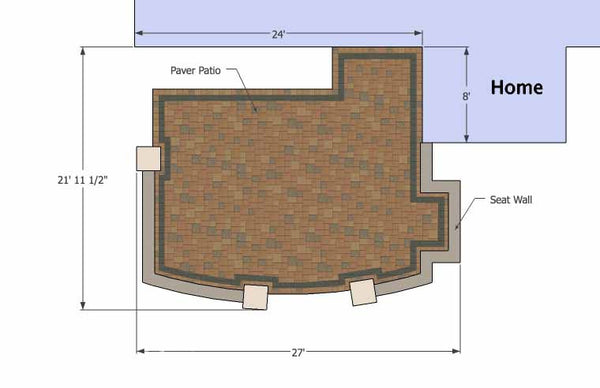 Private Backyard Patio Design with Seat Wall 1