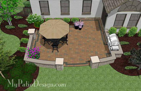 Private Backyard Patio Design with Seat Wall 2