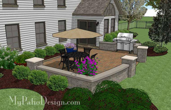 Private Backyard Patio Design with Seat Wall 4