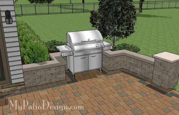 Private Backyard Patio Design with Seat Wall 6