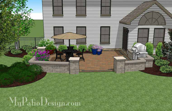 Private Backyard Patio Design with Seat Wall 7