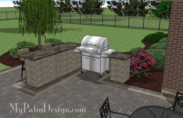 Rear Courtyard Paver Patio Design with Pergola, Fireplace and Bar 5
