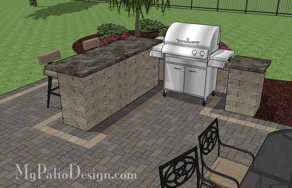 Rear Paver Patio Design with Pergola, Fireplace and Bar 6