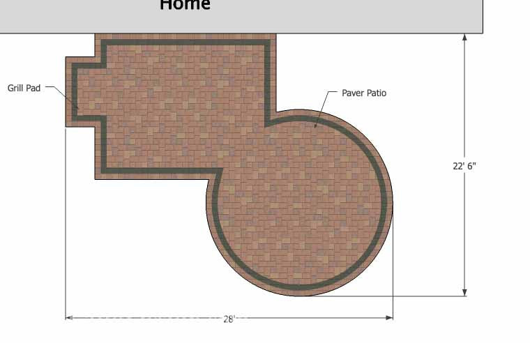 395 sq. ft. - Rectangle Patio Design with Circle Fire Pit Area ...
