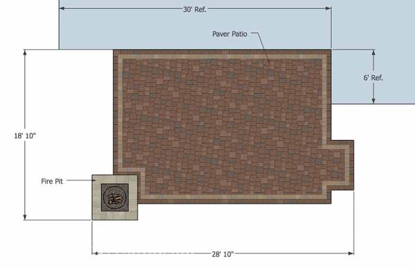 Rectangular Patio  Design with Fire Pit 1