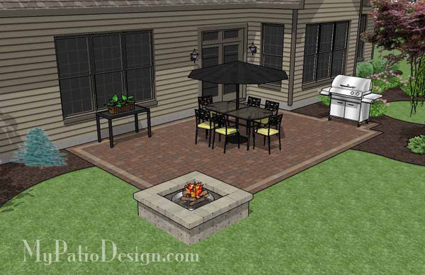 Rectangular Patio  Design with Fire Pit 3