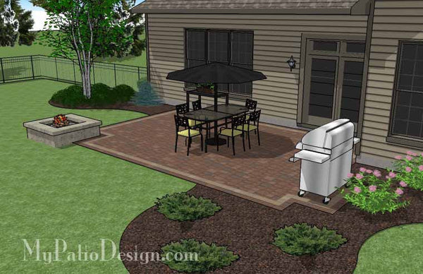 Rectangular Patio  Design with Fire Pit 4