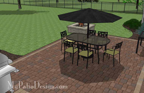 Rectangular Patio  Design with Fire Pit 5