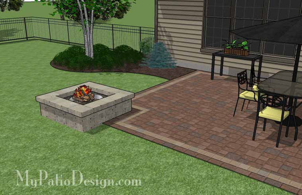 Rectangular Patio  Design with Fire Pit 6