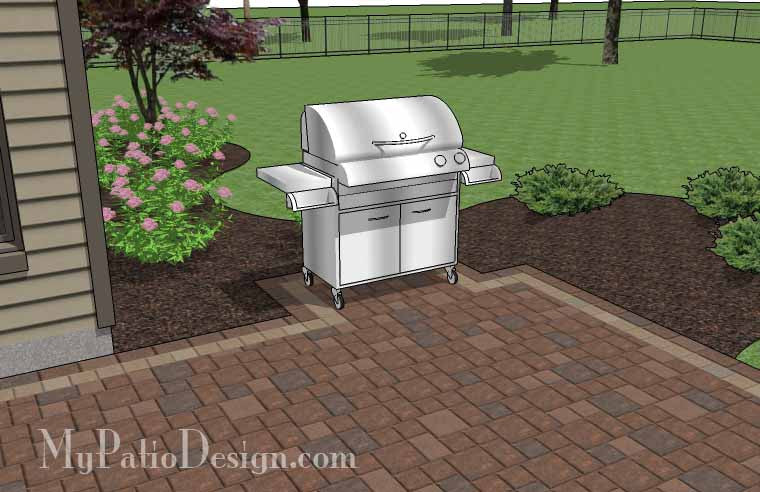 Rectangular Patio Design with Fire Pit | Downloadable Plan ...