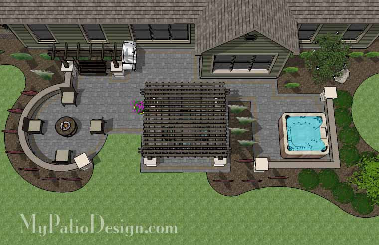 Relaxing Outdoor Living Design with Pergola and Hot Tub 1