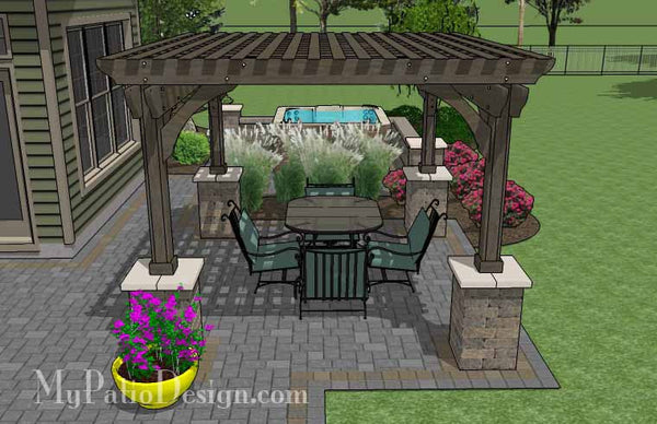 Relaxing Outdoor Living Design with Pergola and Hot Tub 6