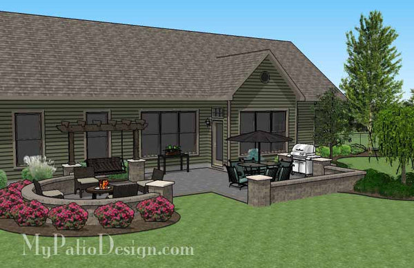 Relaxing Outdoor Living Design with Seat Walls and Swing 2