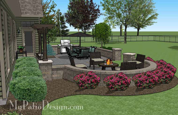 Relaxing Outdoor Living Design with Seat Walls and Swing 3