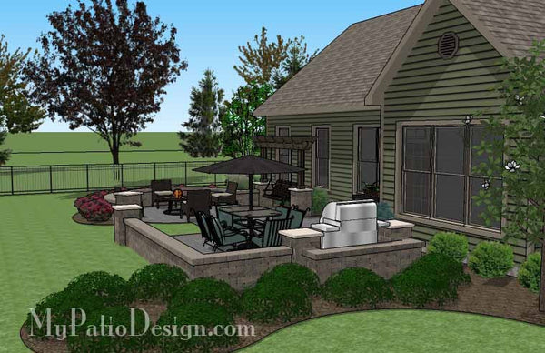Relaxing Outdoor Living Design with Seat Walls and Swing 4