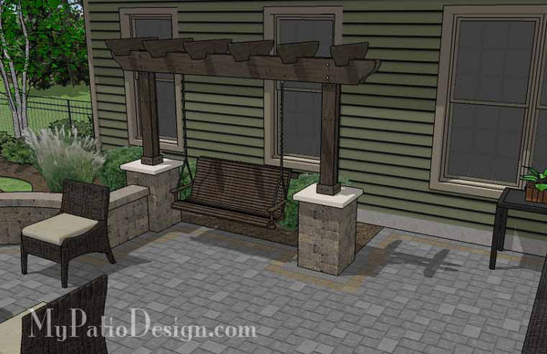 Relaxing Outdoor Living Design with Seat Walls and Swing 7