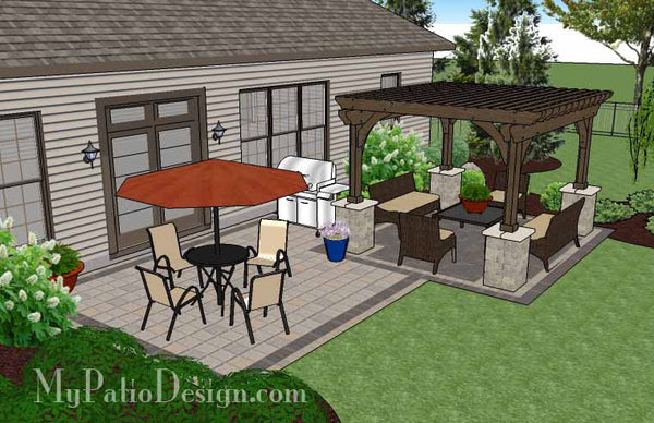 Simple and Affordable Brick Patio Design with Pergola 3